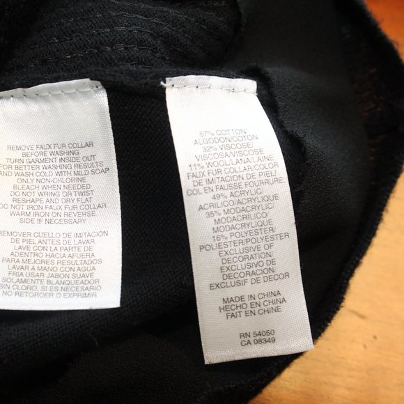 Jones New York, Wool Blend Faux Fur Sequin Button Front Black Sweater, PS - Picture 11 of 11